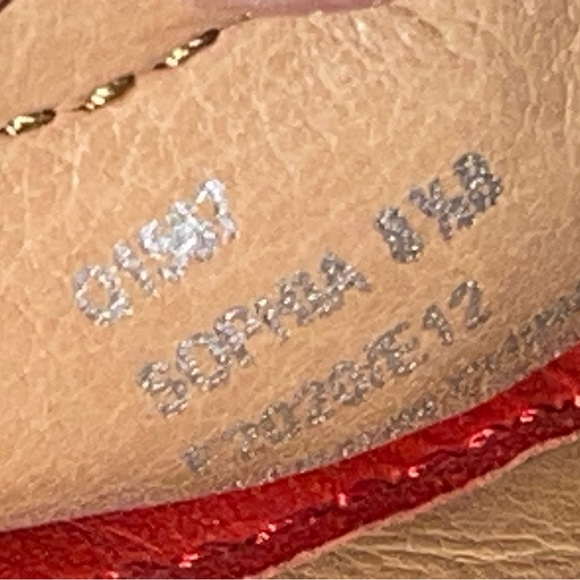 Coach Ballet Flats - Orange Leather w/ signature COACH Brown/Tan Canvas - Picture 6 of 7